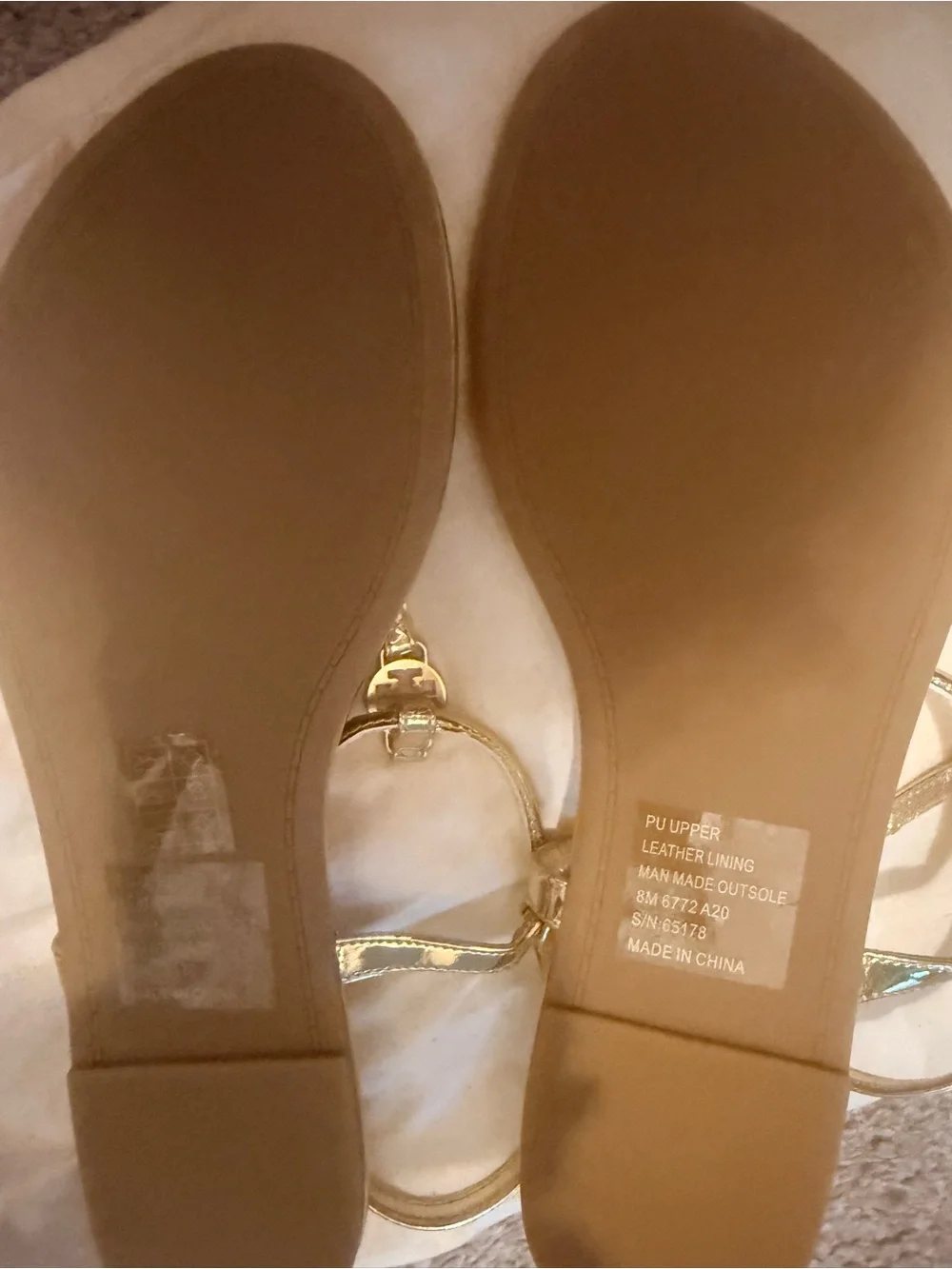 Tory Burch Gold Metallic Logo Thong Sandals